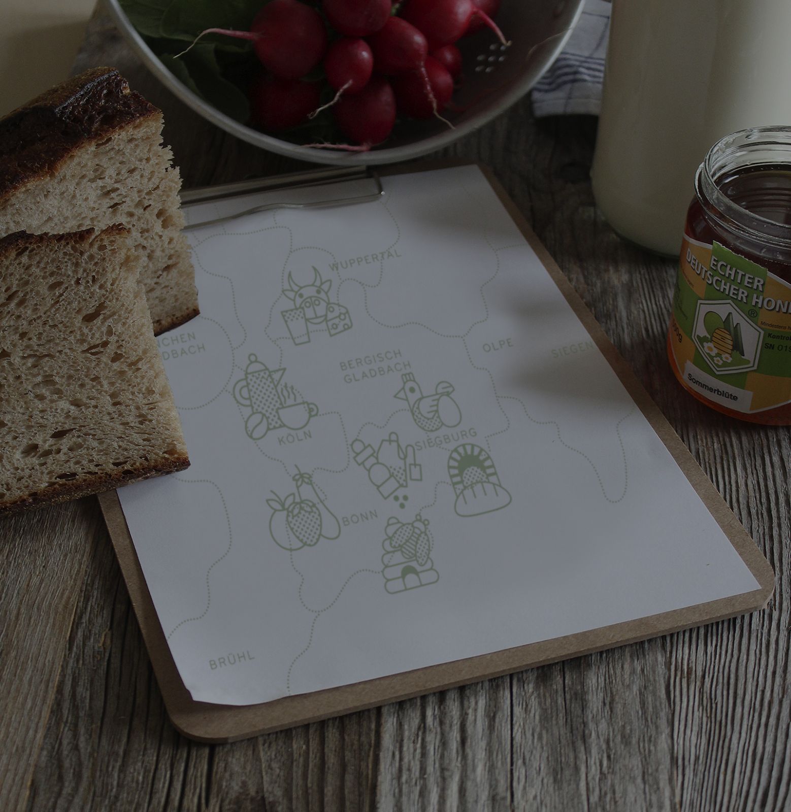 Karte der regionalen Lieferanten im Café Heimisch