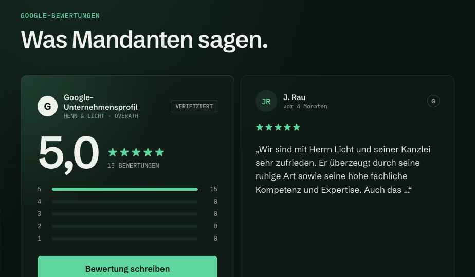 Keine Frist verpassen – Ausschnitt aus dem Konzept HENN & LICHT