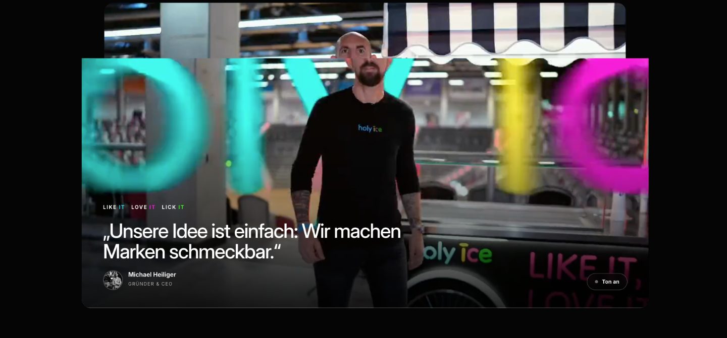 Gesichter hinter der Marke – Ausschnitt aus der Website Holy Ice