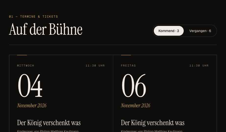 Auf der Bühne – Ausschnitt aus dem Konzept für Wolfgang Stefan Schwaiger