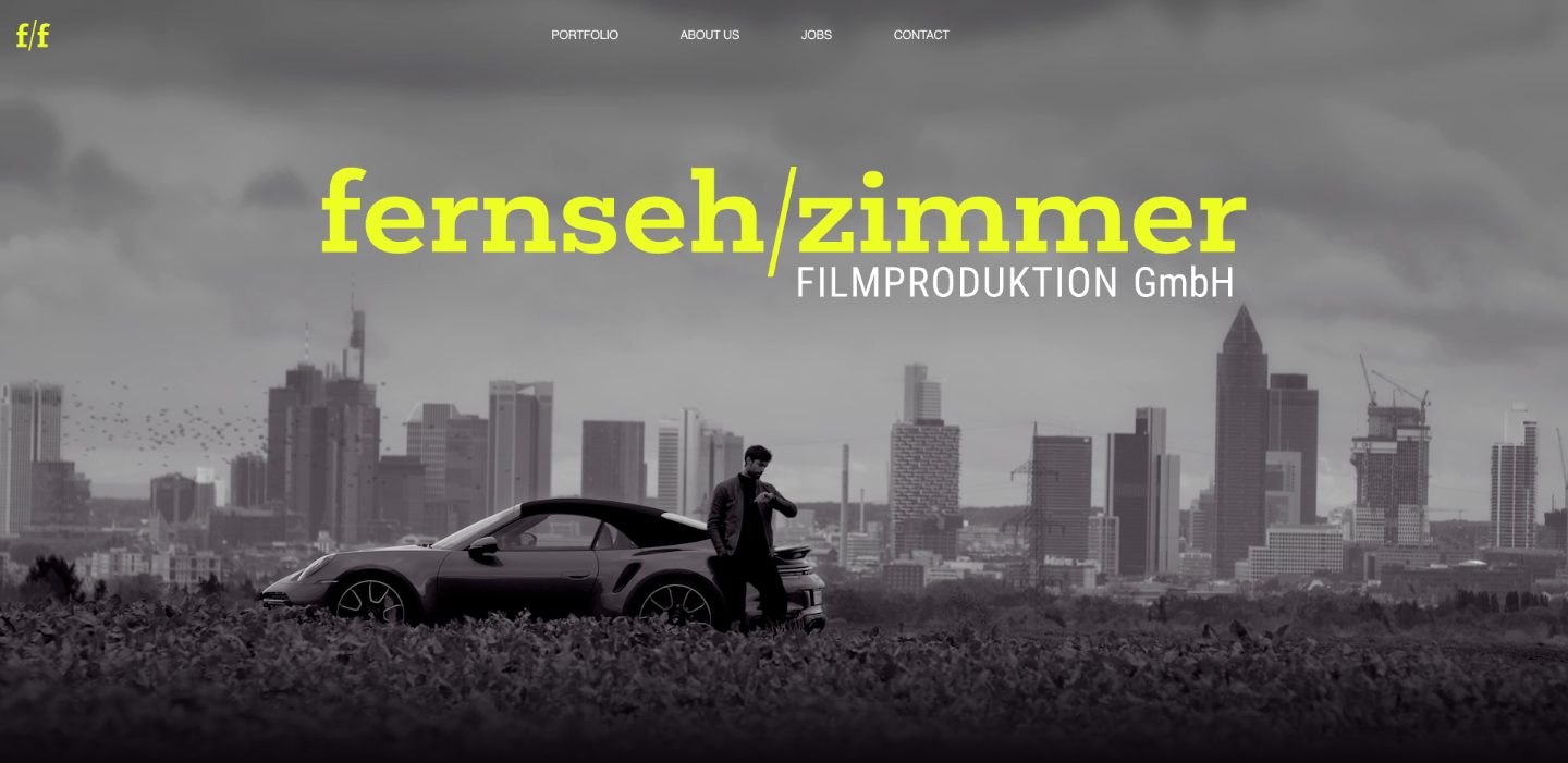 Fernsehzimmer Website – Startseite in der Desktop-Ansicht